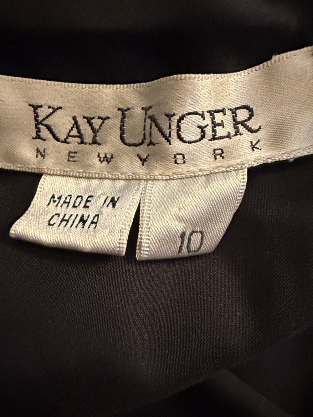 Kay Unger Black Satin Sheath Evening Dress Size 10 Portrait Collar Cocktail - Picture 7 of 8